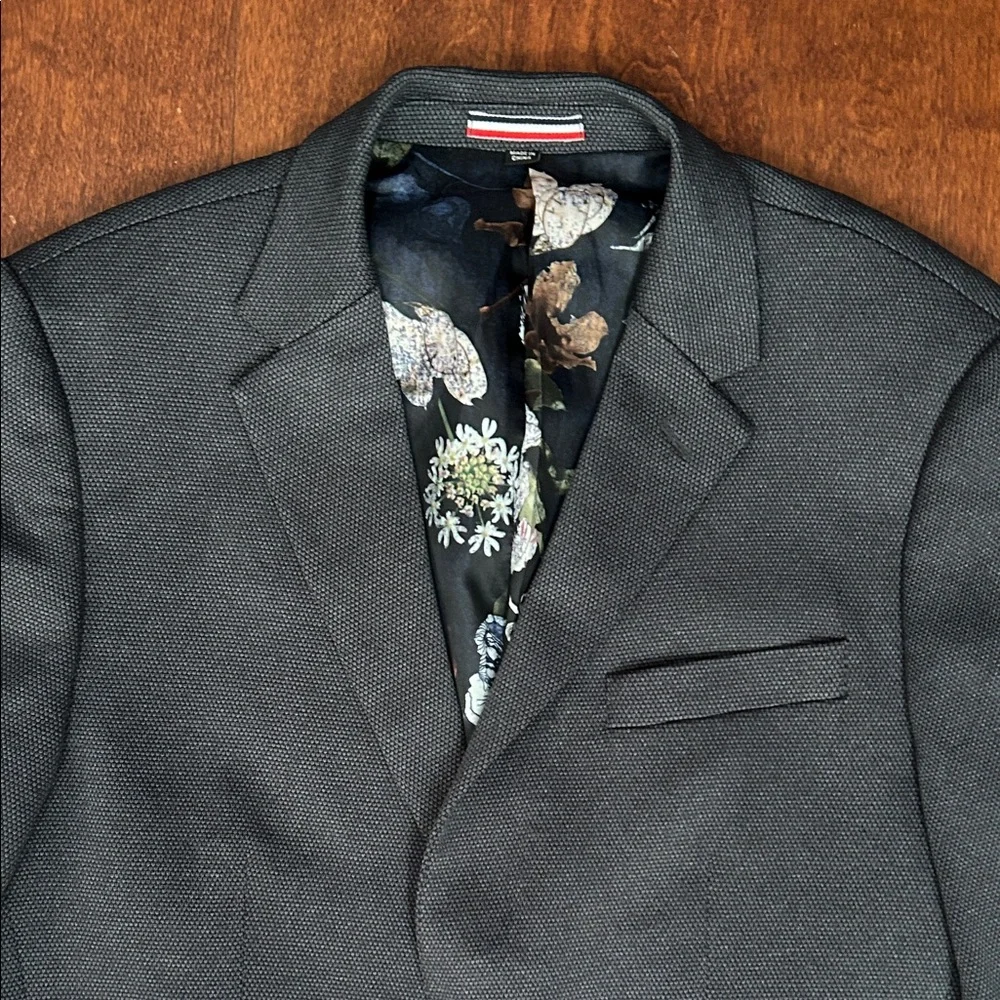 Soul of London Men’s Blazer in Gray and Black, Elbow Patches, Size 40R